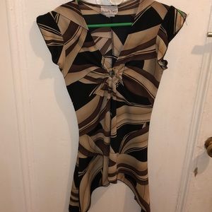 Cute summer top, worn once, brown, tan, black